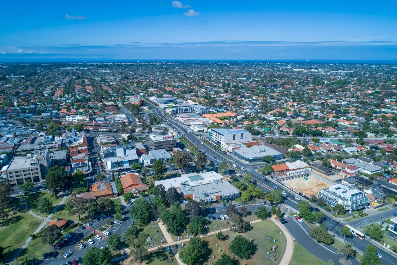 Aerial View of Oakleigh Suburb Residential Area