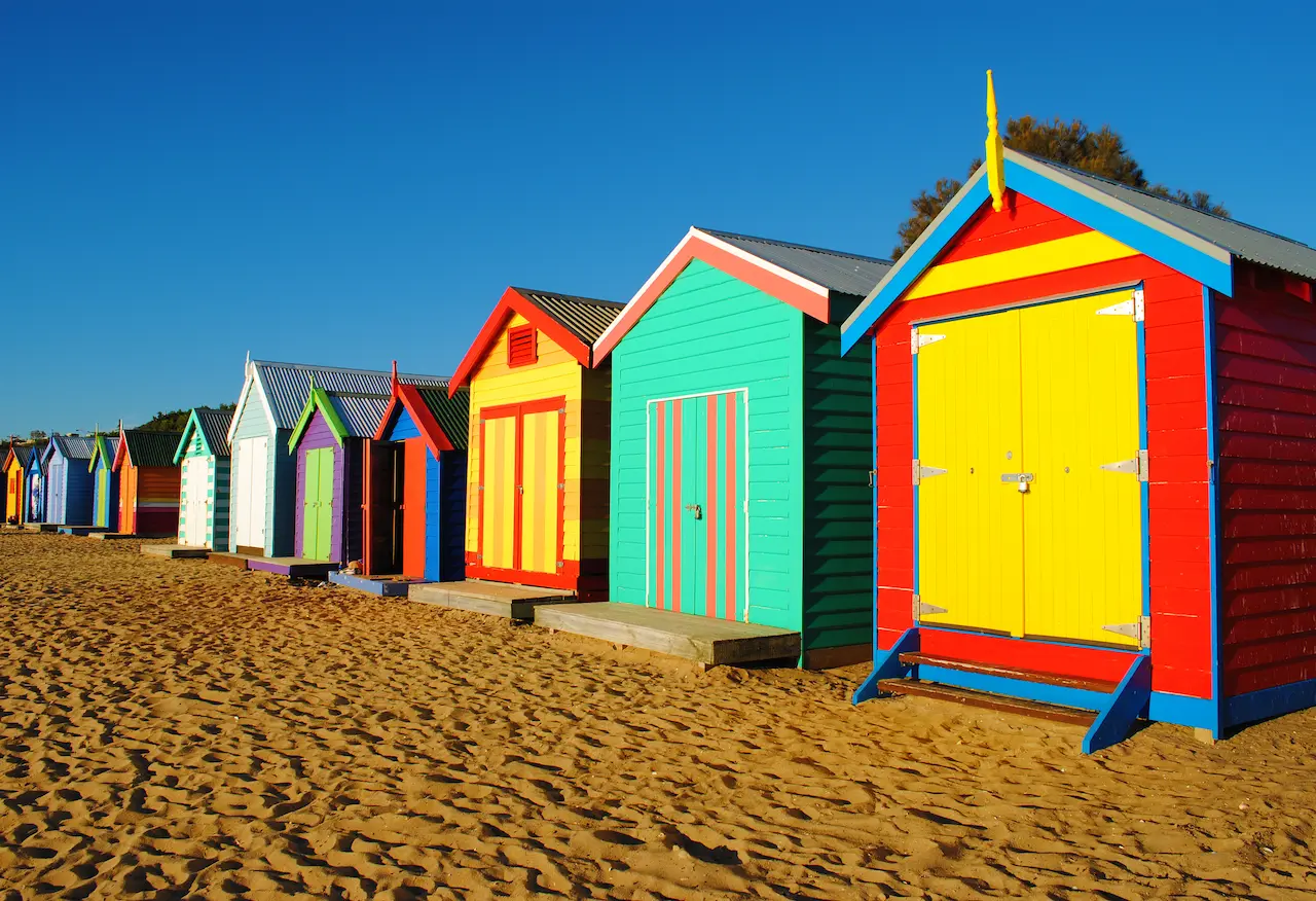 Cabins at the Middle Brighton Beach
