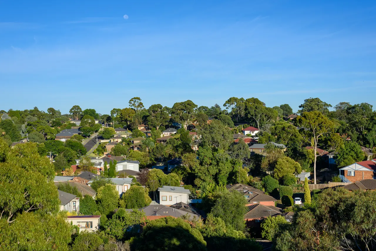 View of Greensborough Area on Blue Sky Background