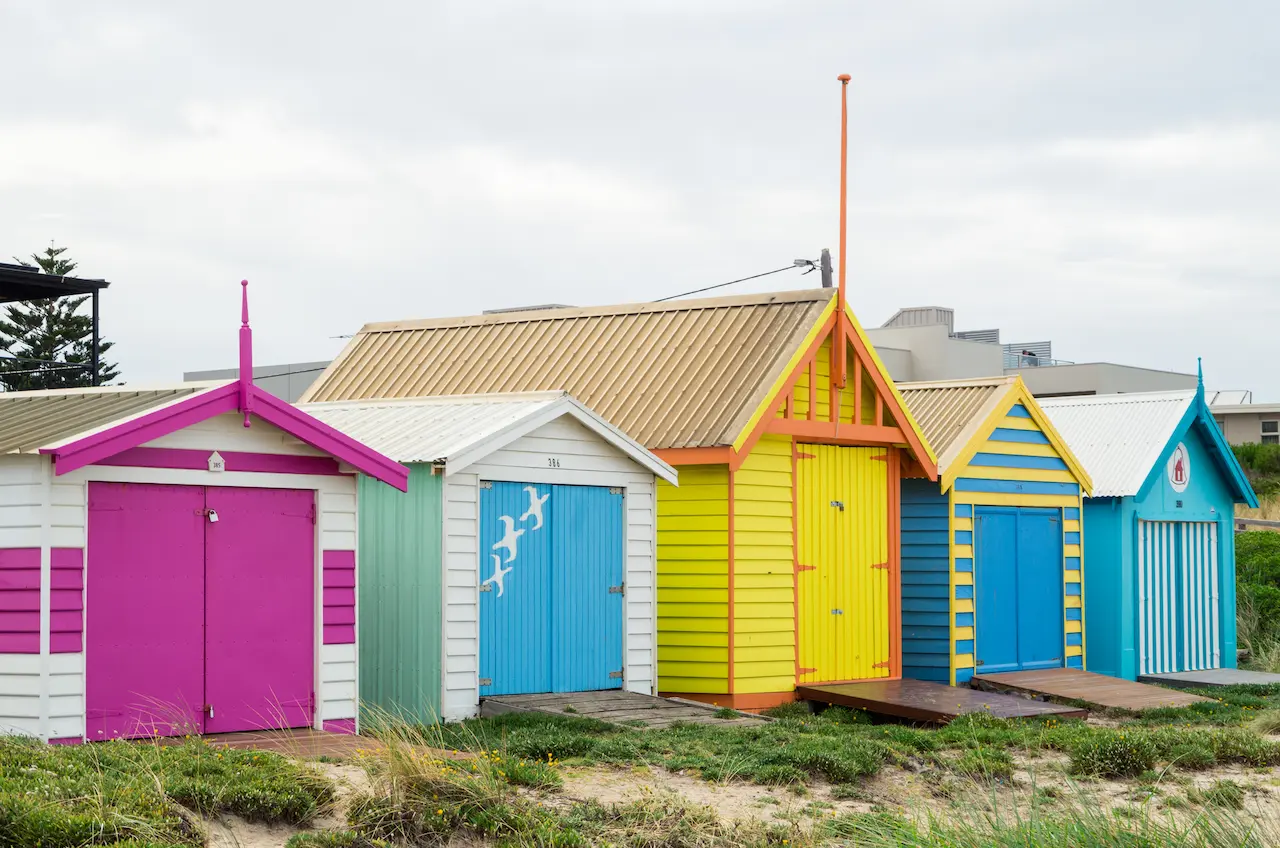 Colourful Beach Huts on Edithvale Beach