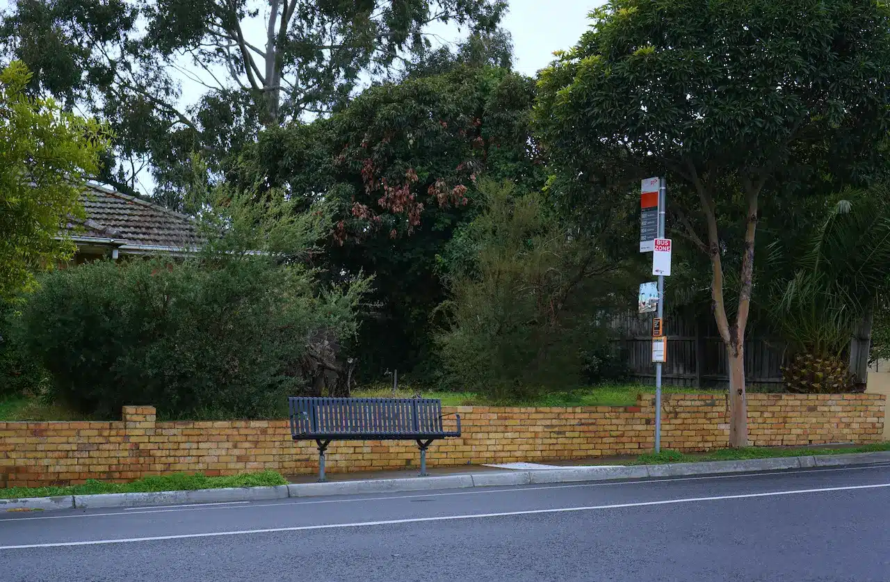 Empty Bus Stop with Lots of Trees in Oakleigh East