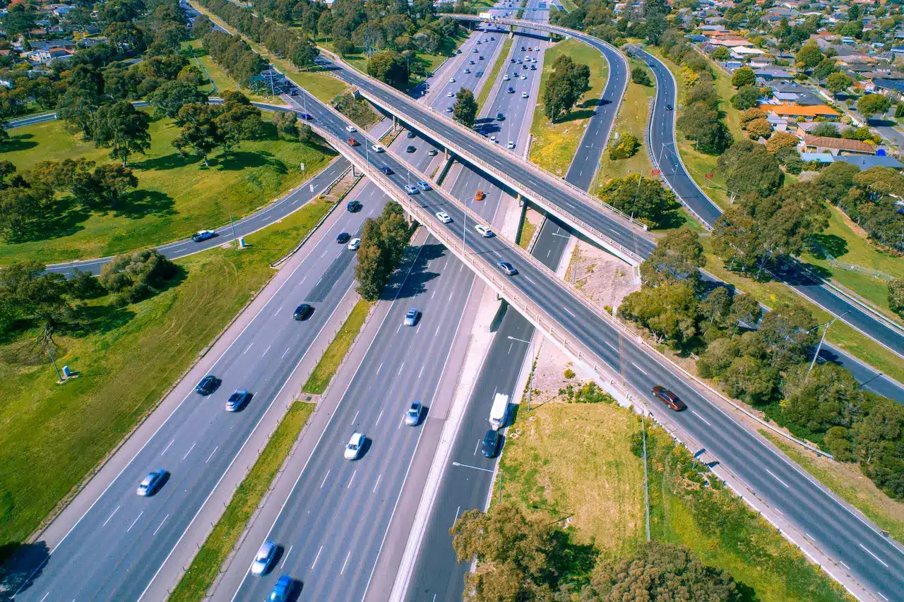 Highway Near Interchange - Aerial view in Wheelers Hill